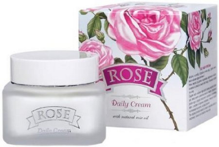 Tagescreme 'ROSE' Kosmetikserie 'Rose' Naturals Rosenöl, Rosenwasser, Q10 mit 100% bulgarischem Rosenöl von Nicorobin