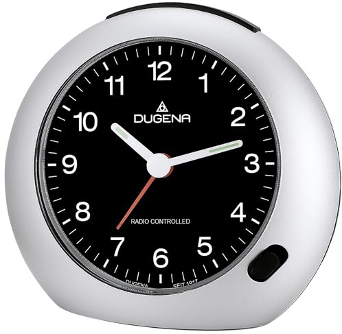 Dugena radioväckarklocka, arbon, silver/svart