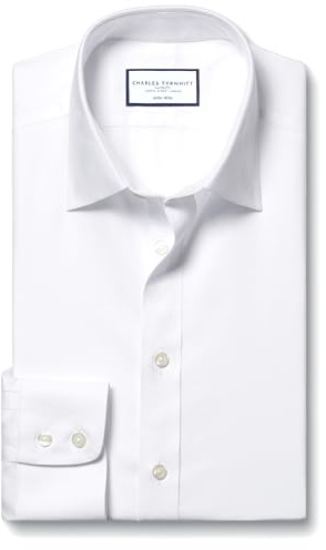 Charles Tyrwhitt Shirts for Men - Non Iron with 100% Cotton Twill - Formal Dress Shirt (Slim Fit - Classic Collar)