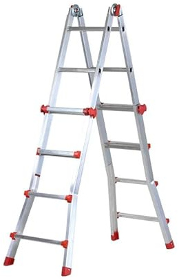 Svelt Scala Telescopica Multiposizione in Alluminio con Base Allargata – Uso Domestico e Hobbistico – A Sfilo, Cavalletto e per Scale. 8+8 Gradini
