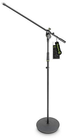 Gravity MS 2321 B - Mikrofonständer mit Tellerfuß und 2-Punkt Galgen, 790 mm Galgen, schwarz