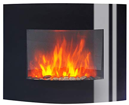 BREAKLING Cheminée Électrique Murale Effet Flammes LEDs chauffante Noire 2000W 66 x 52 cm - Télécommande - Chauffage 2000W