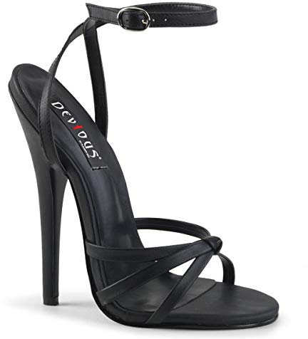 Devious Damen DOMINA-108 Sandale, Schwarz Kunstleder