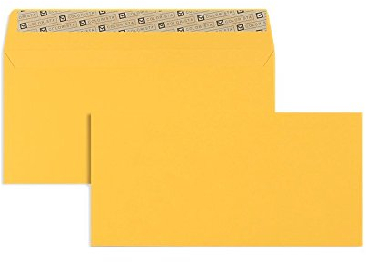 100 Stück, Farbige Briefumschläge, DIN C6/5, Haftklebung mit Abziehstreifen, Gerade Klappe, 120 g/qm Colorista, Ohne Fenster, Gelb (Goldgelb), Blanke Briefhüllen
