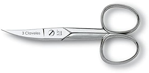 3 Claveles - Tijera Uñas Curva de 9 cm - 3,5, tijeras de manicura profesional, acero carbono, niquelada, para uñas manos - pies