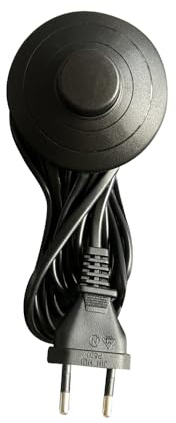 Tibelec - Cordon Électrique Avec Interrupteur à pied et fiche 2 pôles L.3M, Noir