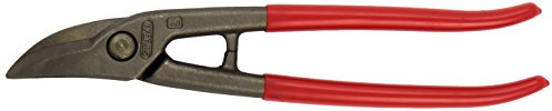 Rund hålssax 250 mm vänster | PVC-isolerade handtag röd | specialsax med runda böjda skär för exakta cirkelsnitt | skärhärdade 58–60 HRC | C60 kolstål 450 g