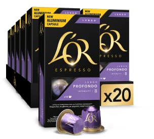 L'OR Espresso Cápsulas de Café Lungo Profondo | Intensidad 8 | 200 Cápsulas Compatibles Nespresso (R)