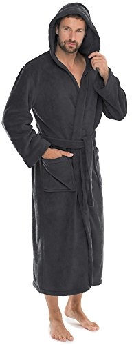 CelinaTex, Accappatoio con Cappuccio, Unisex, Morbido, Super Felpato, Ideale per Sauna, Lungo Fino ai Polpacci, Poliestere, Anthrazit, L