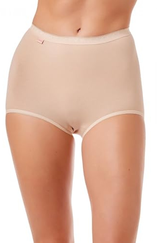 CAMILLE Maxi Slip da Donna, Colore Beige, a Vita Alta, in Morbido Cotone, Traspirante, Effetto Snellente, Confezione da 3, Beige, 56
