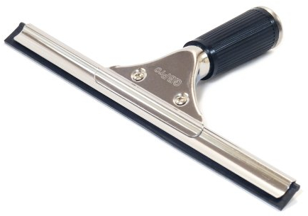 GBPro - Limpiacristales Profesional de Acero Inoxidable (25 cm) con Cuchilla de Goma - Equipo de Limpieza de Ventanas