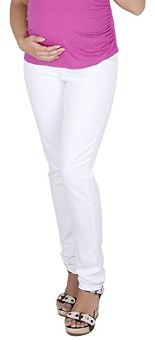 Mija – Pantalones vaqueros elegantes delgados Denim Maternidad 9044 (EU 44, Blanco)