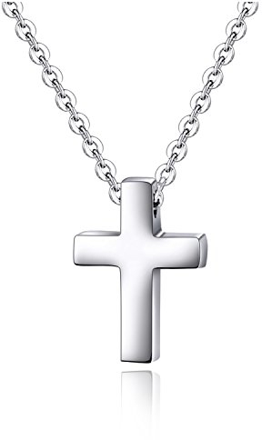 Xianli Wang Petit Collier Pendentif Croix Simple pour Enfants Femmes Acier Inoxydable