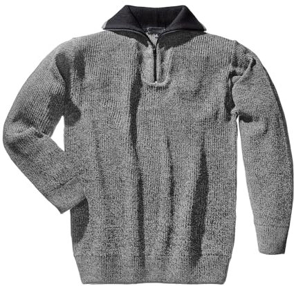 Scheibler Workwear – Troyer Pullover Norderney für Herren – Seemannspullover mit hochschließendem Kragen & Reißverschluss – verfügbar in den Größen S-XXXL (Schwarz/Weiß)
