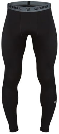 Sanabul Essential Kompressionsstrumpfhose für Herren, Kompressionshose für Sport, Fitnessstudio, Laufhose für Herren, Leggings für Wokout, Schwarz, S