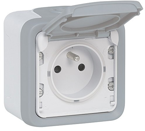 Legrand 069731 Prise Étanche 2P+T avec Éclips de Protection, Plexo Complet Saillie, 16A, Gris