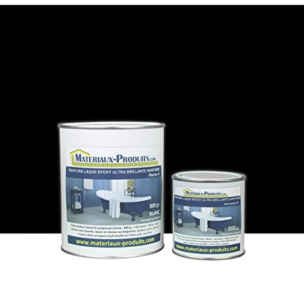 MATPRO - Peinture Laque Epoxy Salle de Bain - Sans Solvant, Auto-Lissant - Répare et Rénove Baignoire, Lavabo, Évier, Plan de Travail - Noir Brillant - 1Kg
