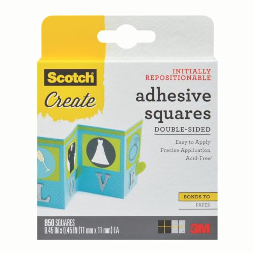 Scotch Adhesive Squares, 0.45-in.-by-0.45-in., 1-Pack, 850 Total