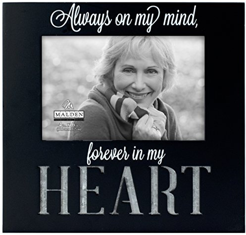Malden International Designs 4x6 Forever In My Heart Memorial Picture Frame, Black MDF with Galvanized Metal Accent