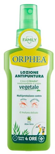 Orphea Lozione Antipuntura, Protezione Spray da Punture di Zanzara Tigre, Tafani ed Altri Insetti, Non Unge, non Macchia i Tessuti, 100 m