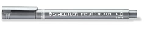 Staedtler Metallic Marker - Silver (Pack of 10) | Opaque on light & dark paper, 1–2 mm – wipeable – Item No. 8323-81