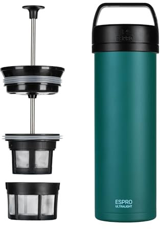 ESPRO Reise French Press Ultralight Mini Coffee Maker mit Thermo-Funktion, 475ml, grün