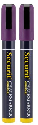 SECURIT - Set Da 2 Pennarelli A Gesso Liquido - Per Lavagne, Vetro, Metallo, Porcellana, Specchio, Plastica - Punta Media 2-6mm - Colore Viola