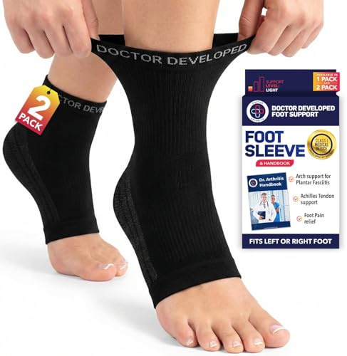 Dr. Arthritis Foot & Ankle Brace Socks for Sprained Ankle Compression Sleeve - Foot Support for Women & Men - Tendonitis & Arthritis Ankle Brace Sports (Black, M)