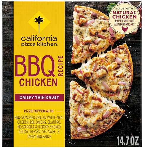 California Pizza Kitchen BBQ Chicken Frozen Pizza, Crispy Thin Crust Pizza 14.7 Oz 100% Real Cheese Pizza, Tangy BBQ Sauce, Grilled Chicken Pizza