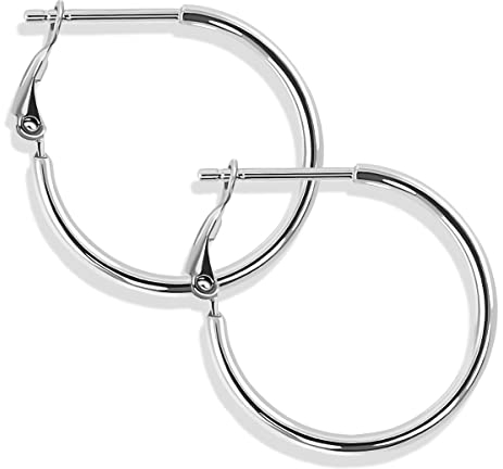 Silber-Creolen Ohrringe 925 Sterling Durchmesser 20 mm Klappverschluss NOBEL SCHMUCK®