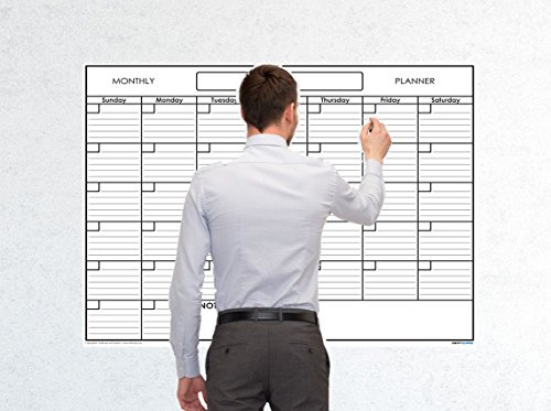 SwiftGlimpse Large A0 Blank Reusable One Month Wall Calendar Wet Erase Laminated Monthly Wall Planner (122cm x 91cm)