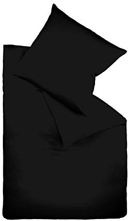 Juego de ropa de cama Fleuresse de jersey entrelazado, jerséy, Negro , 38.4 x 27.8 x 5.0 cm