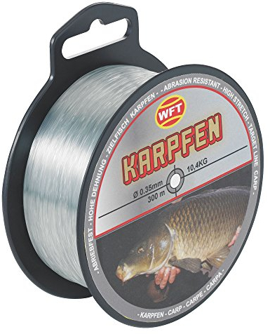 WFT Zielfisch Karpfen 300m 0,35mm 10,4kg grau - Angelschnur zum Angeln auf Karpfen, Monofil Schnur zum Karpfenangeln Karpfenschnur