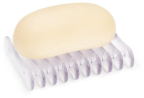 Spectrum Self Draining Soap Saver for Shower Wall Bathroom Kitchen Sink Clear, Plastic Bar Soap Holder with Drain Slots Keep Bar Dry Extending Soap Life, Easy to Clean Soap Dish Holder Drainer