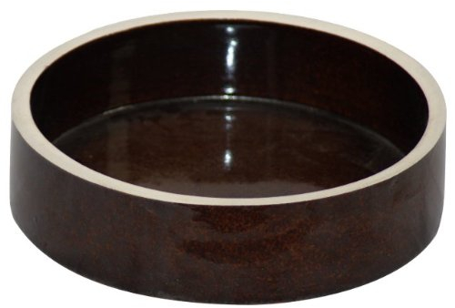 800 ml Futternapf Futterschale Futtertrog Ø:20 cm Höhe: 5,3cm Napf für Haustiere Hamster Kaninchen Hase Nagetiere Kleintiere Hund Katze aus hochwertiger, robuster, dickwandiger Steinzeug Keramik braun