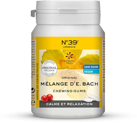 Lemon Pharma N°39 Chicle Flores de Bach Peace and Calmness Original según Dr. Bach vegano sin azúcar sin alcohol para calma y tranquilidad 60 g