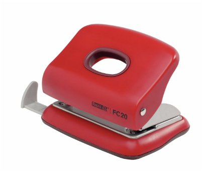 Rapid 23256402 Kleiner Locher (20 Blatt, Anschlagschiene mit Formatvorgaben, Metall, FC20) rot