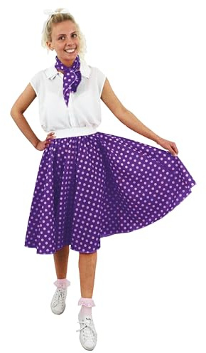 Falda de Lunares con Lunares y Falda Disponible en 10 Colores y 2 tamaños - Morado con Puntos Blancos (Talla Única)
