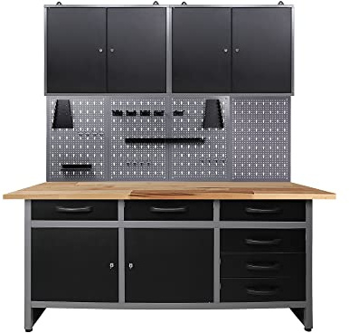 Ondis24 Werkstatteinrichtung 160 cm breit, Werkbank, Werkzeugschrank, Werkzeugwand