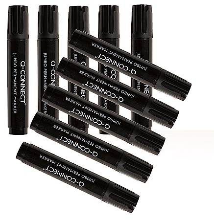 Q-Connect Jumbo Permanent Marker Pen Chisel Tip Black (Pack of 10) KF00270