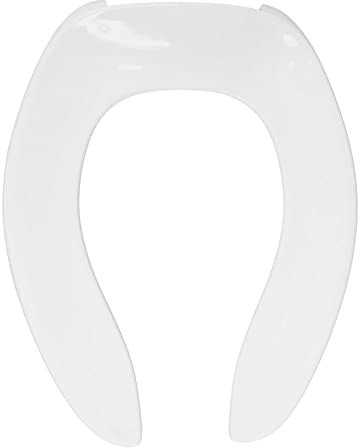 Centoco Elongated Toilet Seat, Open Front No Cover, Heavy Duty Commercial, Zinc Plated Hinges, Plastic, Made in the USA, 500CC-001, White
