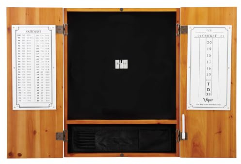Viper Metropolitan Solid Wood Sisal/Bristle Steel Tip Dartboard Cabinet: Cabinet Only (No Dartboard), Oak Finish