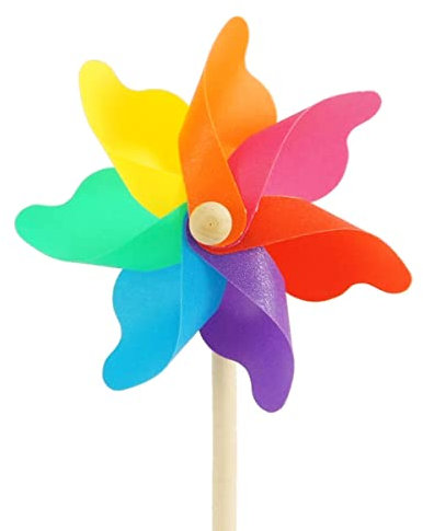 CIM Windspiel - Moulin 14 Rainbow - UV-beständig und wetterfest - Windrad: Ø14cm, Standhöhe: 32cm - fertig aufgebaut inkl. Standstab