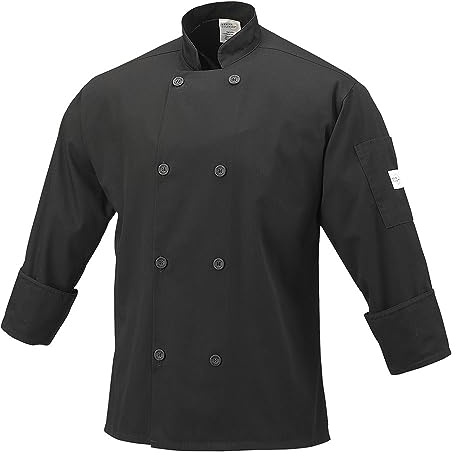 Mercer Culinary M60010BK1X Millennia Men's Cook Jacket with Traditional Buttons, X-Large, Black