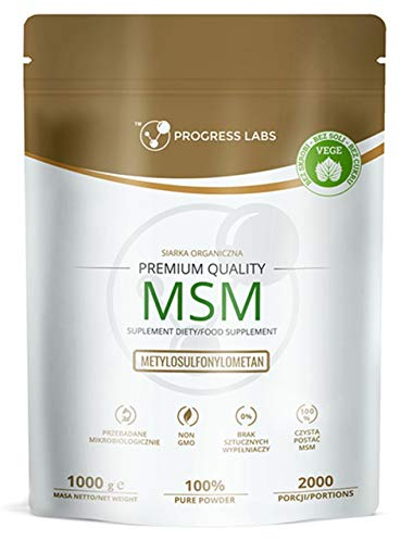 Progress Labs 100% MSM Confezione da 1 x 1000g Metilsulfonilmetano Polvere Puro Nessun Additivo Antiossidante