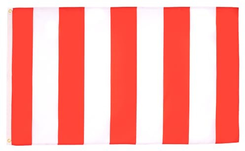 AZ FLAG Bandiera STRISCIE Rosse E Bianche 150x90cm - Bandiera A Striscia Rossa E Bianca 90 x 150 cm
