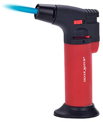SILVER MATCH - Chalumeau à gaz design, flamme réglable - Parfait pour cuisiner : crème brulée, grillades, barbecue, réchaud de camping, glaçages ...