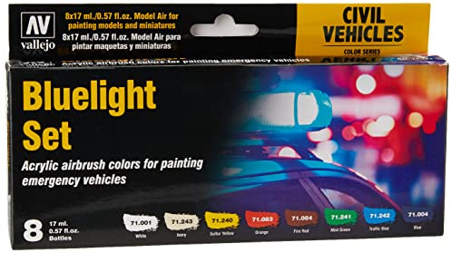 Vallejo Bluelight Lot de 8 bouteilles de peinture acrylique pour Air Brush Couleurs assorties