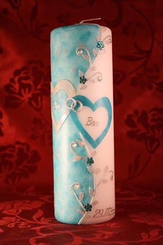 Hochzeitskerze mit Namen & Datum H-104t in verschiedenen Farben