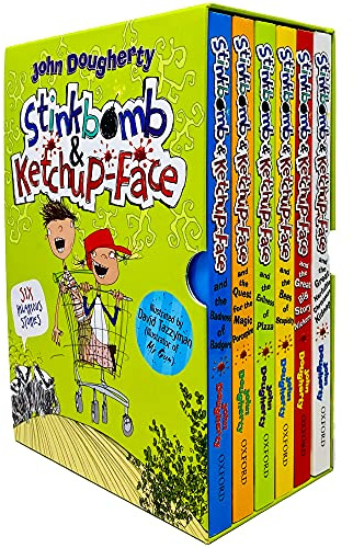 Stinkbomb & Ketchup-Face Series 6 Books Collection Box Set By John Dougherty (Badness of Badgers, Quest for the Magic Porcupine, Evilness of Pizza, Bees of Stupidity & MORE!)